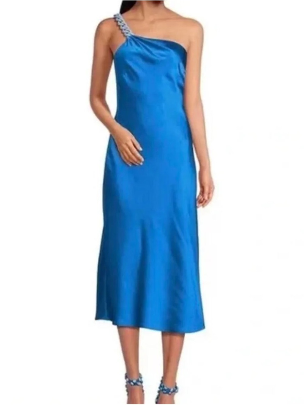 Gianni Bini One-Shoulder Satin Midi Dress